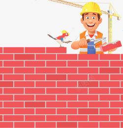 建筑工人砌墙素材