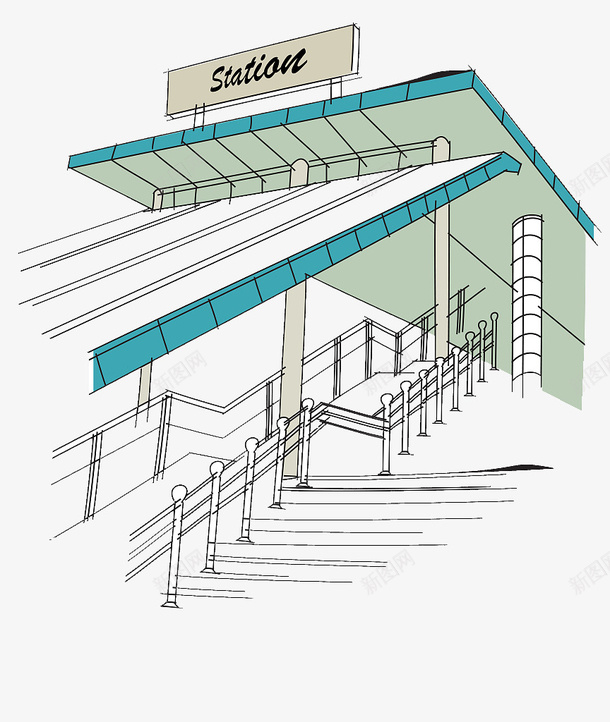 手绘站台楼梯间png免抠素材_新图网 https://ixintu.com station 手绘 手绘楼梯间插图 楼梯 楼梯间 站台 顶棚