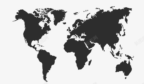 黑色世界地图png免抠素材_新图网 https://ixintu.com 世界地图 地图 矢量地图 黑色世界地图
