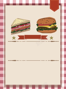 矢量手绘美食西餐汉堡背景背景