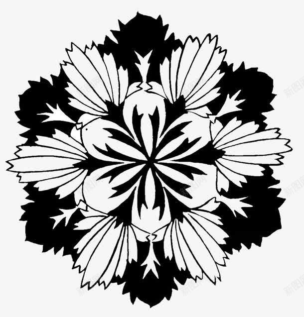 装饰性花卉png免抠素材_新图网 https://ixintu.com 创意 对称 花卉 装饰画 黑白