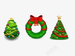 绿色圣诞树和树环素材