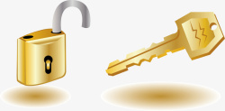 锁头标志精美金色的锁头和钥匙图标矢量图高清图片