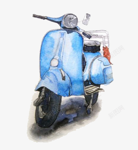 水彩摩托车png免抠素材_新图网 https://ixintu.com 卡通 手绘 摩托车 水彩 炫酷 蓝色 装饰 骑行