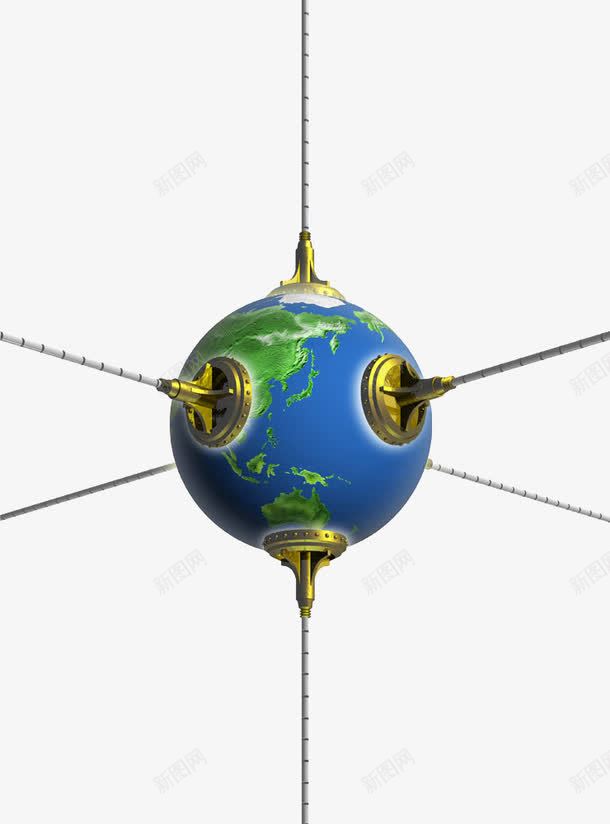 插了天线的地球png免抠素材_新图网 https://ixintu.com 信号 卫星 地图 天线 蓝色地球