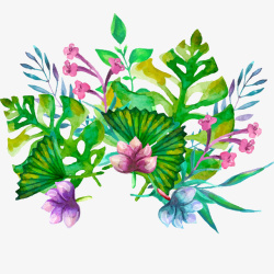 彩绘手绘植物装饰矢量图素材