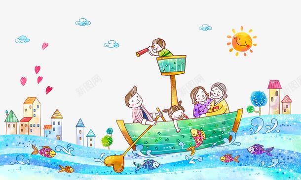 划船png免抠素材_新图网 https://ixintu.com 儿童乐园 划船 卡通画 湖水 湖面 节日素材