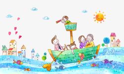 儿童乐园卡通画划船高清图片