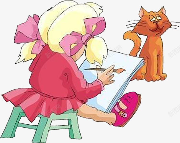 小女孩绘画png免抠素材_新图网 https://ixintu.com 女孩画师 小女孩画师 小女孩画画 小孩画画 画师 画画的小孩