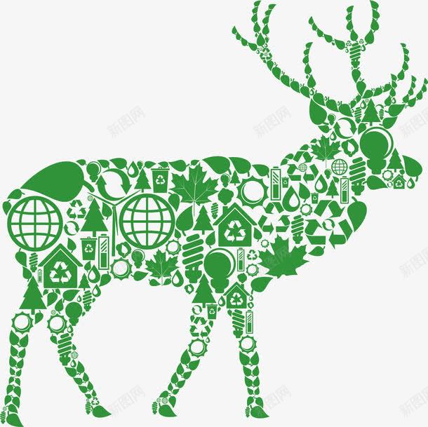 绿色动物剪影鹿png免抠素材_新图网 https://ixintu.com 动物剪影 绿色 鹿