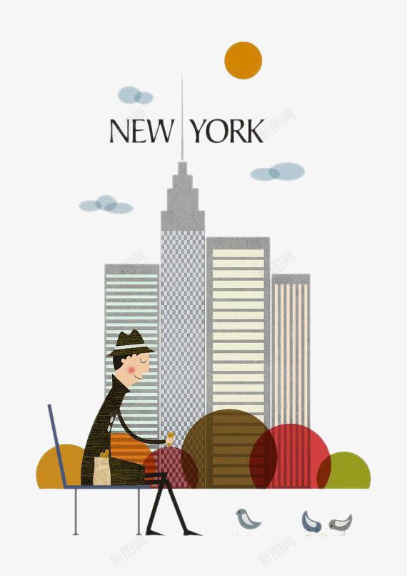 纽约城市与男子png免抠素材_新图网 https://ixintu.com 城市 旅游 男 纽约 装饰图案