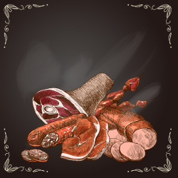 火腿菜单肉制品海报矢量图高清图片
