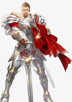 长剑白色盔甲短发男子素材
