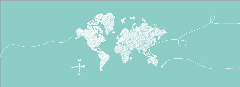 手绘风世界地图矢量图ai设计背景_新图网 https://ixintu.com 世界 地图 手绘 蓝色 矢量图