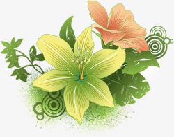 绿色水彩花朵植物素材