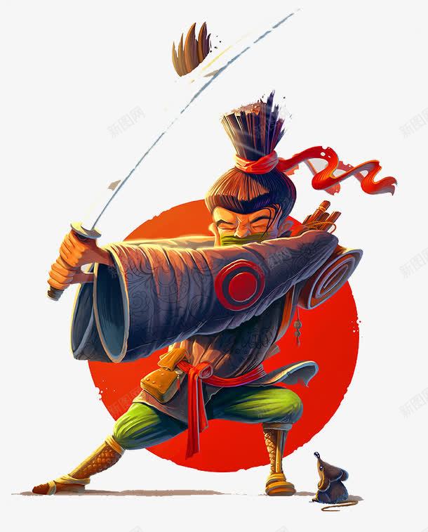 耍剑的武士png免抠素材_新图网 https://ixintu.com 古典 头发切掉的武侠 手绘 武侠古典 武士插画 耍剑 舞剑