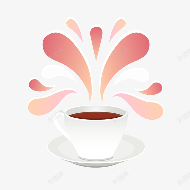 粉色花形咖啡杯矢量图ai免抠素材_新图网 https://ixintu.com 咖啡杯 棕色咖啡 粉色花形 矢量图