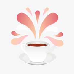 粉色花形咖啡杯矢量图素材
