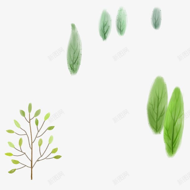 手绘小树png免抠素材_新图网 https://ixintu.com 叶子 小树 手绘 树木 椭圆形的 简图 绿色的
