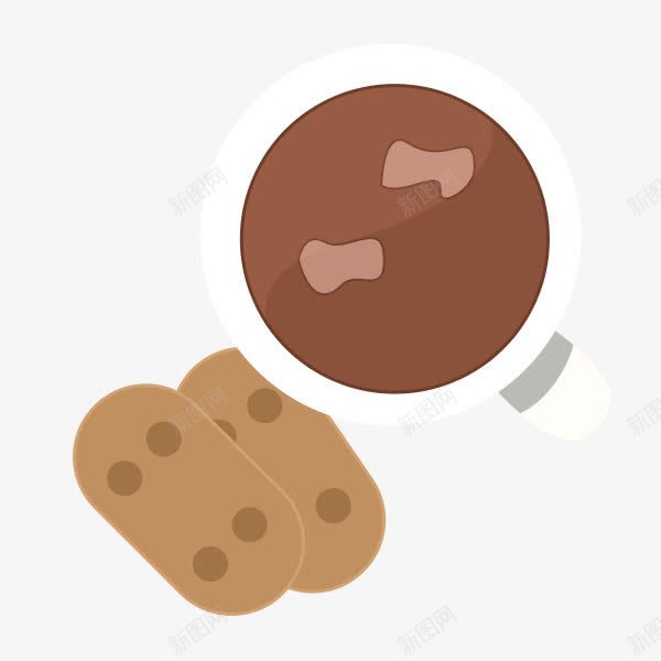 咖啡与曲奇饼干俯视图png免抠素材_新图网 https://ixintu.com 俯视图 咖啡 扁平 手绘 曲奇饼干