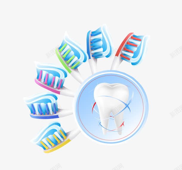 牙齿和牙刷头png免抠素材_新图网 https://ixintu.com 牙刷头 牙膏 牙齿