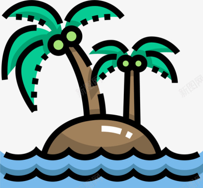 椰子树岛屿海洋矢量图图标图标