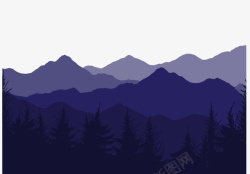 旅游区紫色山峰景观矢量图高清图片
