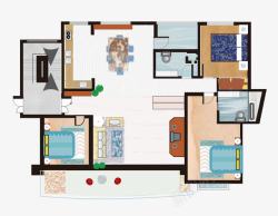 室内平面布置平面室内彩图矢量图高清图片