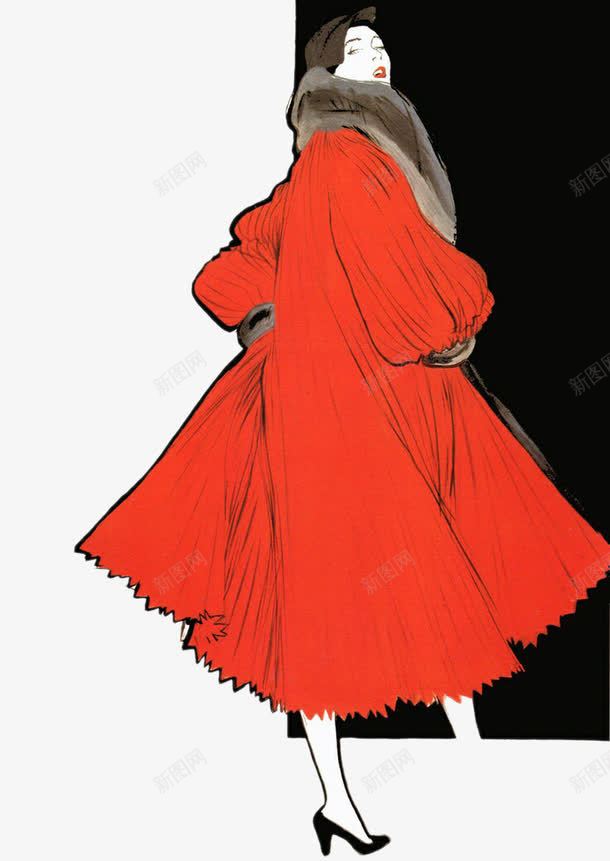 创意红色大衣女子png免抠素材_新图网 https://ixintu.com 创意 女子 红色大衣 装饰图案