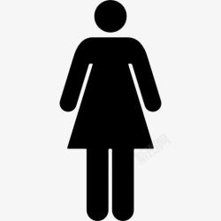 站在女人的女人站在黑色的形状轮廓图标高清图片
