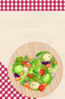 手绘卡通绿色蔬菜食品背景矢量图背景