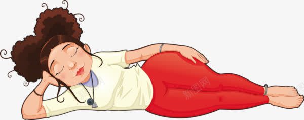 躺着的女人png免抠素材_新图网 https://ixintu.com 卡通 女孩 手绘 睡觉