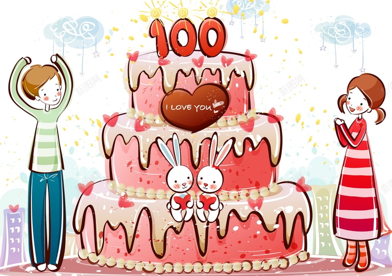 卡通生日蛋糕矢量图ai设计背景_新图网 https://ixintu.com 卡通 情侣 手绘 生日 童趣 蛋糕 矢量图