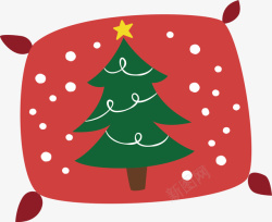 圣诞树抱枕红色圣诞抱枕矢量图高清图片
