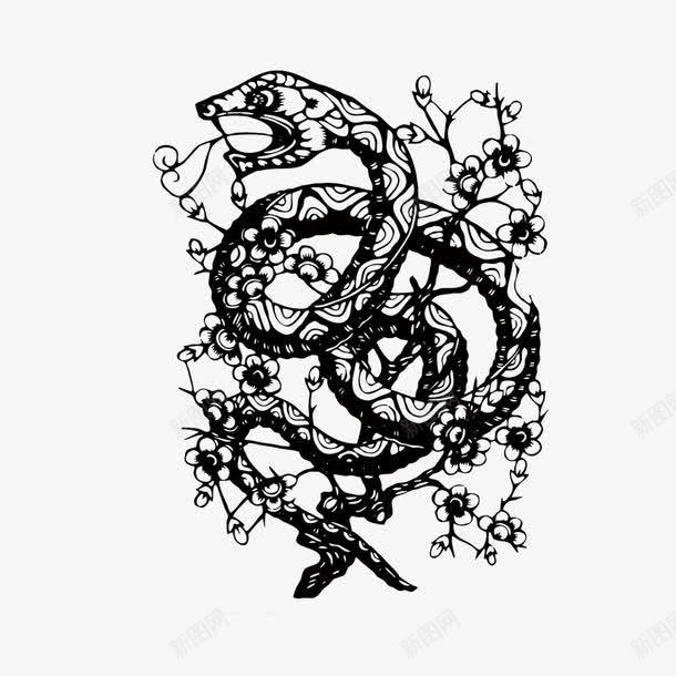 剪纸蛇png免抠素材_新图网 https://ixintu.com 春节 蛇 设计素材 黑色