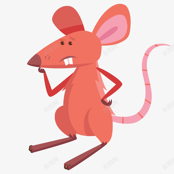 卡通红色的老鼠动物矢量图ai免抠素材_新图网 https://ixintu.com 动物设计 卡通 小动物 尾巴 牙齿 红色 老鼠 矢量图
