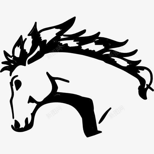 马与肆虐的头轮廓变图标png_新图网 https://ixintu.com 剪影 动物 愤怒的马 马 马方认为 马的轮廓