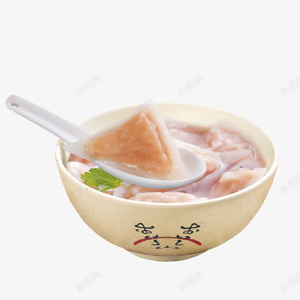 一碗燕饺png免抠素材_新图网 https://ixintu.com 产品实物图 勺子 燕饺 美食 食物