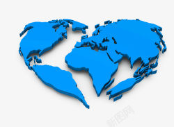 心形蓝色世界地图素材
