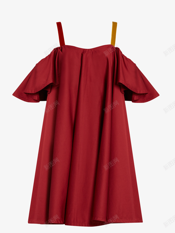 喜庆大红色裙子png免抠素材_新图网 https://ixintu.com 吊带 喜庆 大红色 红色吊带裙 裙子