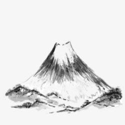 火山水墨画素材