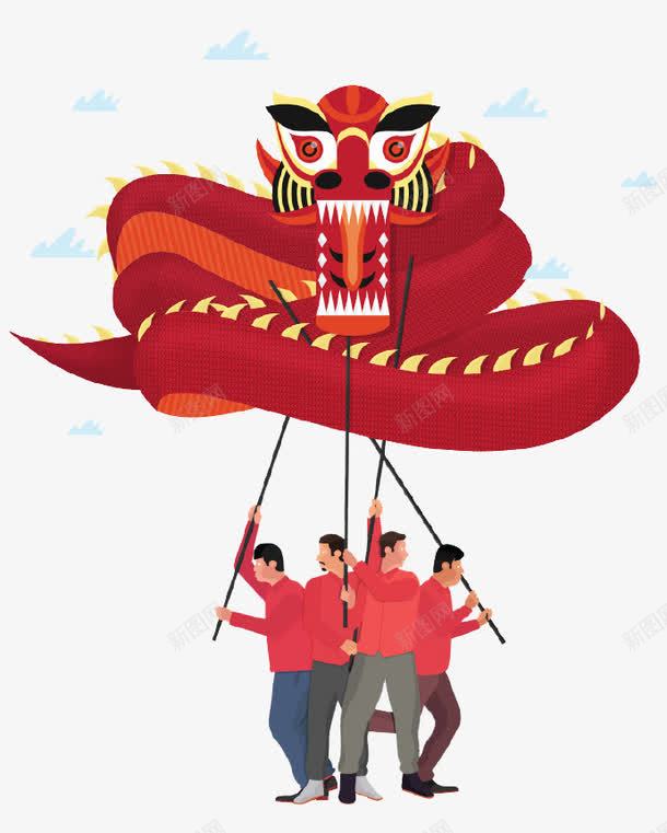 卡通中国舞龙png免抠素材_新图网 https://ixintu.com 中国风 传统文化 舞龙 表演