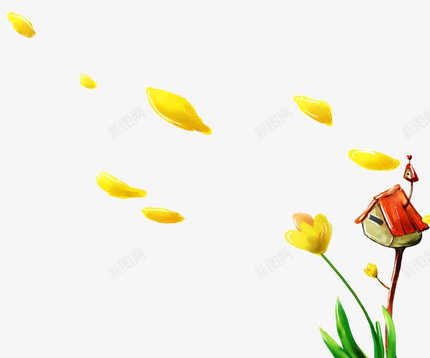 黄色花朵花瓣飘落装饰图案png免抠素材_新图网 https://ixintu.com 免抠PNG 植物 花朵 花瓣 装饰图案 飘落 黄色
