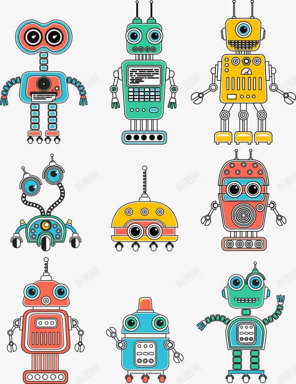 彩色机器人png免抠素材_新图网 https://ixintu.com 卡通机器人 彩色机器人 机器人 矢量机器人
