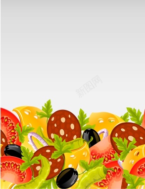 矢量卡通手绘水果沙拉美食背景背景