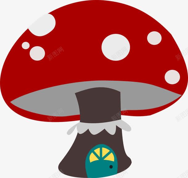卡通蘑菇小屋png免抠素材_新图网 https://ixintu.com 卡通 小屋 红色 蘑菇