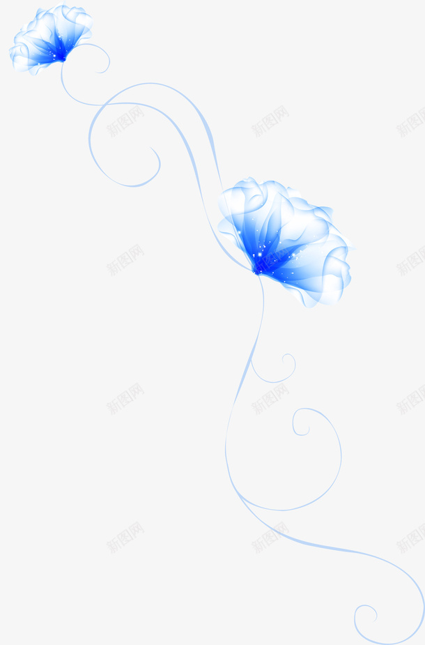 手绘蓝色透明花朵图案矢量图ai免抠素材_新图网 https://ixintu.com 图案 手绘 花朵 蓝色 透明 矢量图