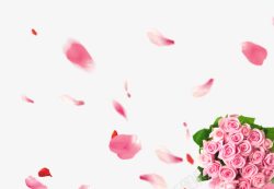 花瓣粉粉色玫瑰花瓣花束高清图片