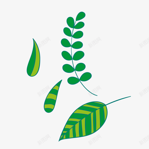 绿色卡通叶子植物png免抠素材_新图网 https://ixintu.com 卡通叶子 绿色叶子 绿色植物 背景装饰