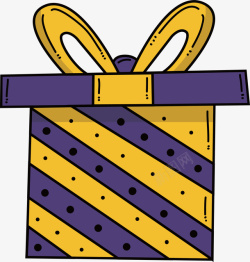 盒黄黄紫色条纹礼物盒矢量图高清图片